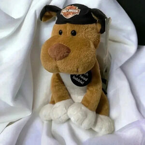 NWT HARLEY DAVIDSON DOG PLUSH  BOBBLE HEAD 9” Y2K